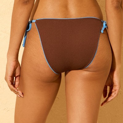 Shade & Shore Women's Crepe Piping Cheeky Coverage Bikini Bottom - Shade & Shore™ Brown M — фото 2