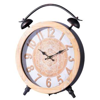 VIP Iron 20.67 in. Brown Traditional Table Clock with Handle