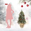 3FT Flocked Small Christmas Tree , Artificial Small Christmas Trees with Light, Multiple Pattern Bases, Outdoor Indoor for Winter Holiday Décor - 2 of 4