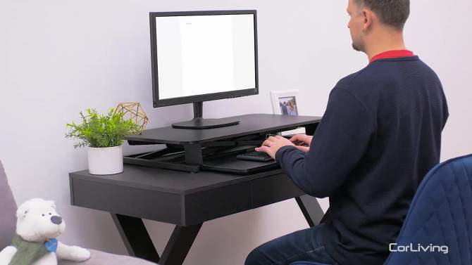 Sit-Stand Converter Desk Black - CorLiving, 2 of 10, play video