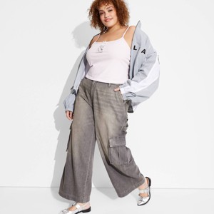 Women's Mid-Rise Wide Leg Cargo Baggy Jeans - Wild Fable™ - 1 of 3
