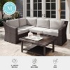 Martha Stewart Bedford Indoor-Outdoor Modular Patio 4-Seat Sectional Sofa in Rattan Wicker with All-Weather Cushions - 4 of 4