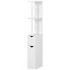 kleankin Tall Bathroom Storage Cabinet with 2 Open Shelves and 2 Door Cabinets, Freestanding Linen Tower, White - 4 of 4