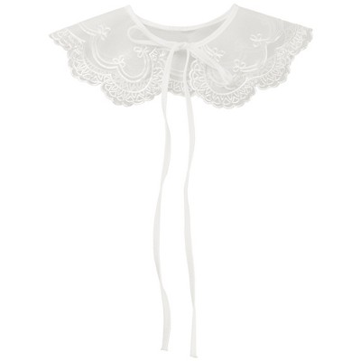 Elerevyo Women Detachable Semi-Sheer Embroidery Neck Ruff Fake Dickey Collar Blouse 1 Pc