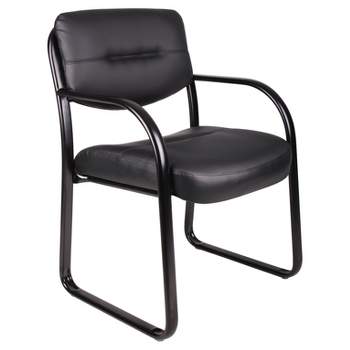 Armless Leather Sled Base Guest Chair Black - Boss Office Products : Target