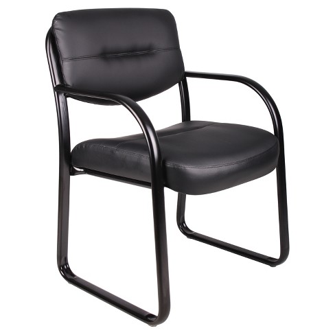 Leather Sled Base Guest Chair Black - Boss Office Products : Target
