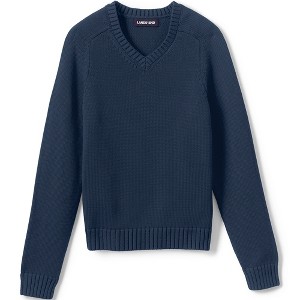 Lands' End School Uniform Kids Cotton Modal V-neck Sweater - 1 of 2