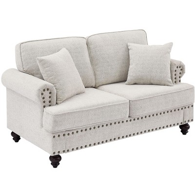 NicBex 60.83 Inch Chenille Sofa Couch,Love Seat Couch with 2 Throw Pillows for Living Room,Bedroom,Office,Apartment