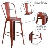 Flash Furniture Commercial Grade 30" High Distressed Metal Indoor-Outdoor Barstool with Back - 3 of 4