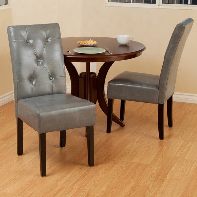Coolbibila Faux Leather Dining Chairs Set of 2,Button Tufted Dining Room Chairs,High Back,Rubberwood Legs Mid Century Style Dinner Chairs