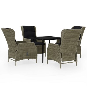 vidaXL Patio Dining Set Outdoor Dining Set Table and Chair Set for Garden - Brown 5 Piece 31.5" Table Length - 1 of 4