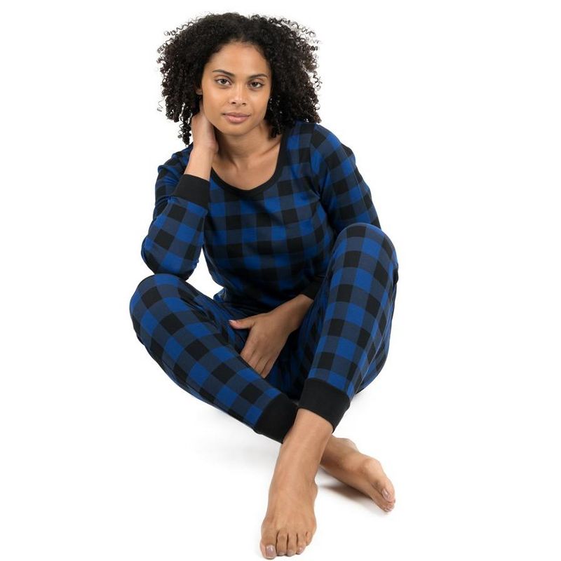 Leveret Womens Two Piece Cotton Plaid Christmas Pajamas, 2 of 4
