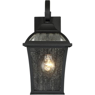 15" Black Steel Lantern Outdoor Wall Lights with Clear Glass
