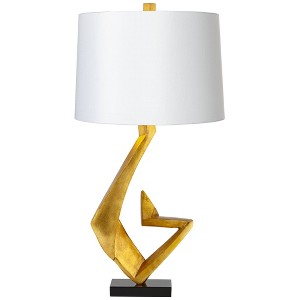 Possini Euro Design Zeus 29 1/2" Tall Modern Glam End Table Lamp Sculptural Gold Leaf Finish Living Room Bedroom Bedside Nightstand Kitchen Entryway - 1 of 4