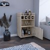 Vynxaria 35" H Bar Cart, Light Pine Finish, Two Shelves, Four Wine Cubbies, One Cabinet - 2 of 4