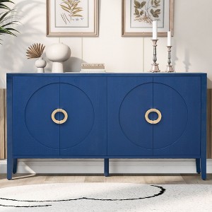 NicBex  Modern 4-Doors Sideboard,Kitchen Storage Cabinets with 5 Supportive Legs and Rounded Door Design for Kitchen and Dining Room,Blue/Brown - 1 of 4