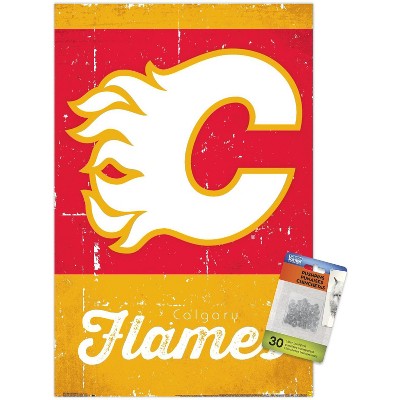 Trends International Nhl Calgary Flames - Retro Logo 13 Unframed Wall ...