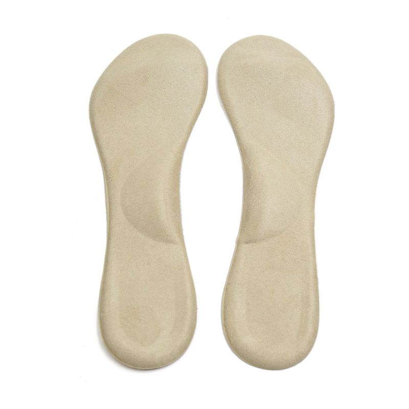Unique Bargains 1 Pair Skin Color Pressure Reduce Fabric Surface Gel Feet Support Pads Shoes Insole, 1 of 5