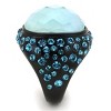 Slickblue Women’s IP Black Stainless Steel Ring with 18x18mm Sea Blue Synthetic Glass Stone, size 5-10 - 4 of 4