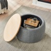 TUYOHW Linen Storage Ottoman,Handmade Footstool with Removable Wood Lid,25.5" Cube Seat & 250lb Capacity,Ottoman for Living Room,Entryway - 2 of 4