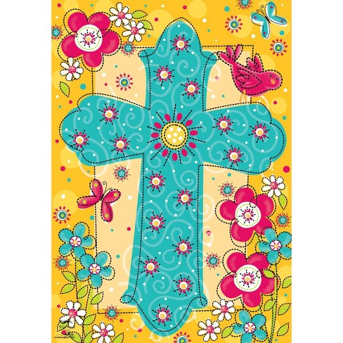 Colorful Cross Spring House Flag 28" x 40" Briarwood Lane - image 1 of 4