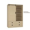 CAVINAS Wardrobe Closet,Armoire Wardrobe Closet with Hanging Rod,Sliding Barn Door,4 Drawers,3 Open Shelves,Wardrobe Cabinet for Bedrooms - 4 of 4