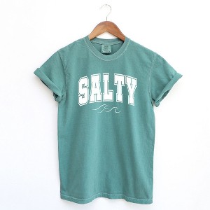 Simply Sage Market Women's Salty Varsity  Short Sleeve Garment Dyed Tee - 1 of 2
