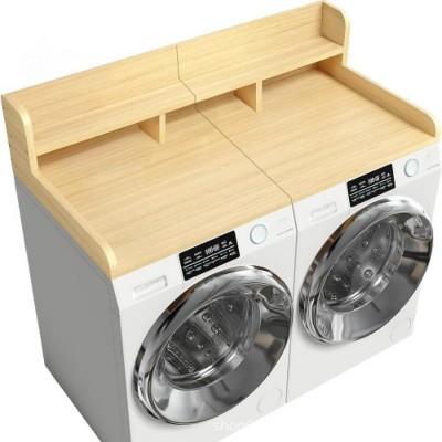 Washer Dryer Countertop, Laundry Countertop Wwith 2-Tier Storage Shelf & Edge Rails, Laundry Over Washing Top Protector for Washer and Dryer