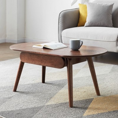 NicBex Natural Style Solid Wood Coffee Table with Storage Drawers/Shelf,Simple Low End Table,Center Table for Living Room