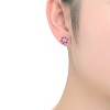 Guili Sterling Silver Rhodium & Rose Gold Plated Stud Earrings with Round and Baguette CZ Stones – Classic and Luxurious for Timeless Elegance - 2 of 3