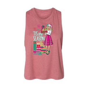 Women's Barbie Tis The Season Graphic Racerback Tank - Heather Mauve - Small - 1 of 3