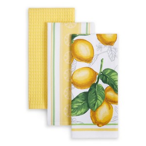 Martha Stewart Lots of Lemons Lint-Free Towel 3-Pack Set, Yellow, 18"x28" - 1 of 4