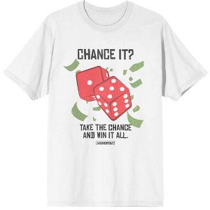 Monopoly Chance It? Adult White Crew Neck Short Sleeve T-shirt - 1 of 3