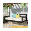 Twin Size Acacia Wood Outdoor Porch Swing Bed with Hemp Ropes – Minimalist Patio Daybed Frame, 1pc – Coolbibila - 3 of 4