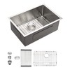 Sarlai SU2318R1-1 23 Inch Undermount Deep Basin Round Corner Kitchen Sink with Bottom Grid, Roll Up Rack, and Drain Assembly, Stainless Steel - 2 of 4