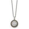Chisel Stainless Steel Antiqued and Yellow IP-plated with Cubic Zirconia Circle Pendant on an 18" Cable Chain Necklace - 2 of 4