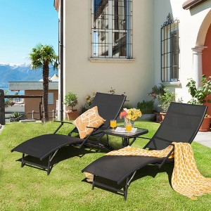 Costway 2PCS Patio Folding Lounge Chair Chaise Recliner Adjustable Stackable W/Armrest - 1 of 4