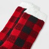 Women's Buffalo Plaid Double Lined Cozy Crew Socks - Auden™ Red/Black 4-10 - 3 of 3