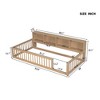 Twin XL Size Wood Floor Bed with Storage Cabinets and USB Ports - 4 of 4