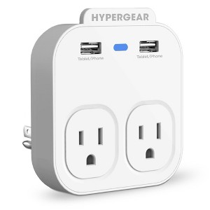 HyperGear Wall Adapter Power Strip with Dual USB and AC Outlets | White - 1 of 4