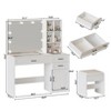 Vanity Desk Set with Lights and Mirror, Glass Top Vanity Table with 3 Lighting Modes - 2 of 4
