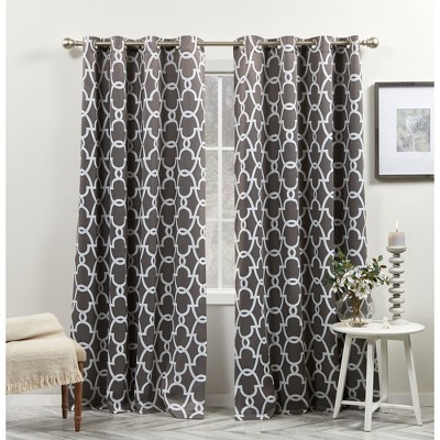 Exclusive Home Gates Sateen Room Darkening Blackout Thermal Grommet Top Curtain Panel Pair