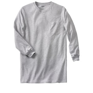 KingSize Men's Big & Tall Shrink-Less Lightweight Longer-Length Long-Sleeve Crewneck Pocket Tee - 1 of 4