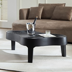 Fiberglass Elliptical Coffee Table Matte Black Relief Table Accent Table Cocktail Table SIde Table Irregular Center Table, No Need Assembly-ModernLuxe - 1 of 4