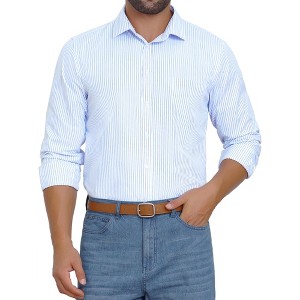 INSPIRE CHIC Men's Button Down Long Sleeve Business Pattern Dress Shirt - 1 of 4