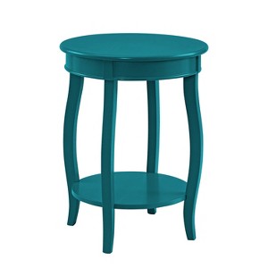 Lindsay Round Table with Shelf Teal - Powell Company, Blue