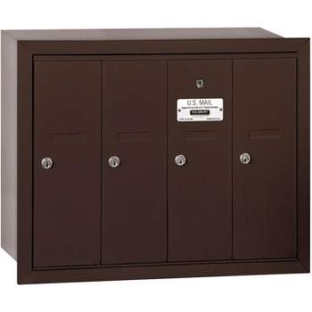 Salsbury Industries 3504ZRP Recessed Mounted Vertical Mailbox with Master Commercial Lock, Private Access and 4 Doors, Bronze