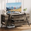 Modern TV Stand, Farmhouse Entertainment Center with 2 Drawers, Adjustable Shelves, U-Shaped Metal Legs, for Living Room, Bedroom - 2 of 4