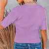 Clearlove Womens Short Sleeve Sweaters Summer Tops Crew Neck Lightweight Knit Sweaters - 3 of 4