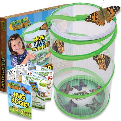 Nature Bound: Butterfly Kit - 13" Pop-Up Insect Grow Habitat Kit, Zipper Lid